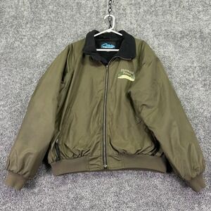 Tri-Mountain Jacket Mens Large Green Fleece Bomber Zip Sherwood Forest Outdoor